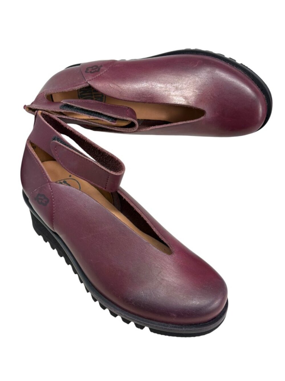 Loints of Holland Selena Burgundy Leather Ankle Strap Wedge
